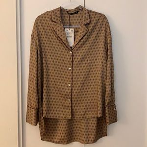 Zara Printed Silk Blouse. New with tags. Size S.